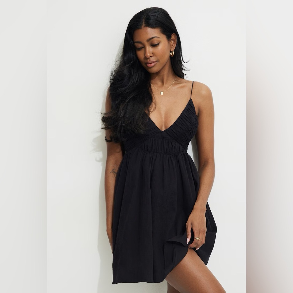 Dynamite Ruched V Neck Mini Dress
